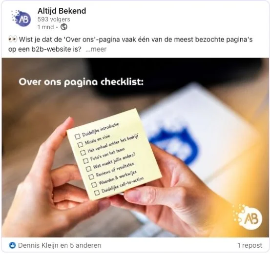 linkedin post start een gesprek