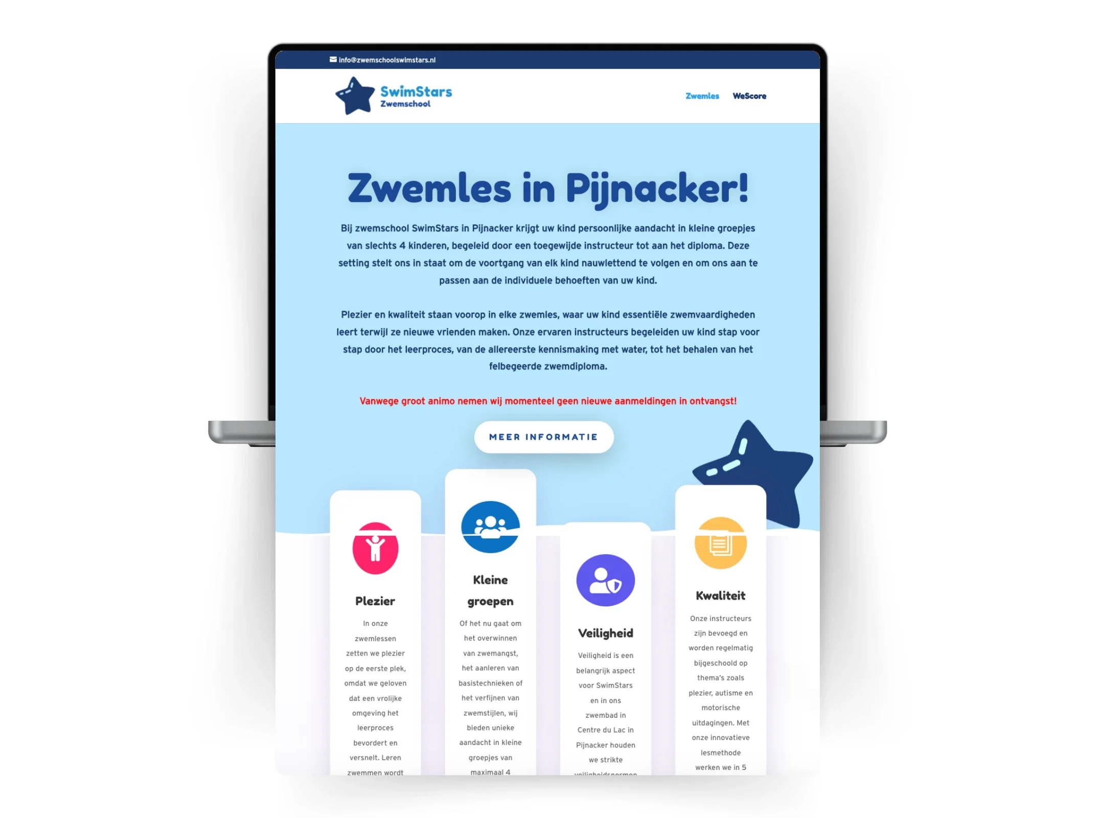 Dit is de website van Swimstars