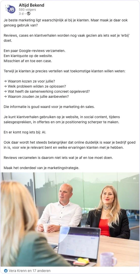 Linkedin post: richt je op ideale klant